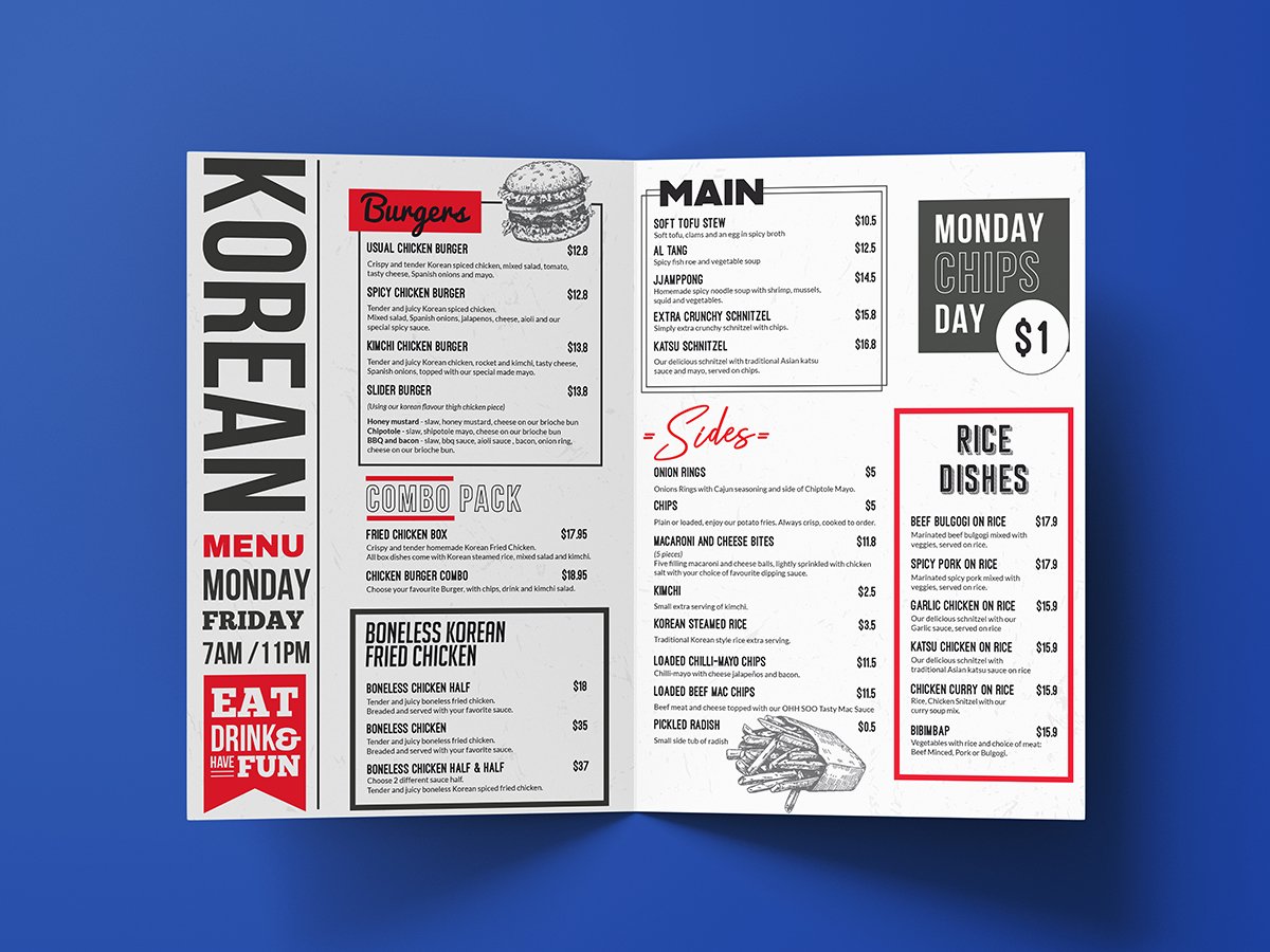 menu koreano-layout menu